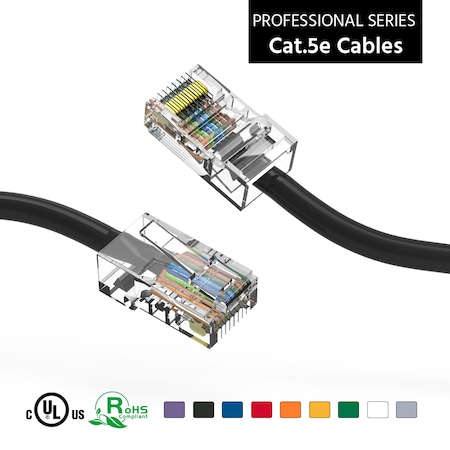 CAT5E UTP Ethernet Network Non Booted Cable- 5ft- Black